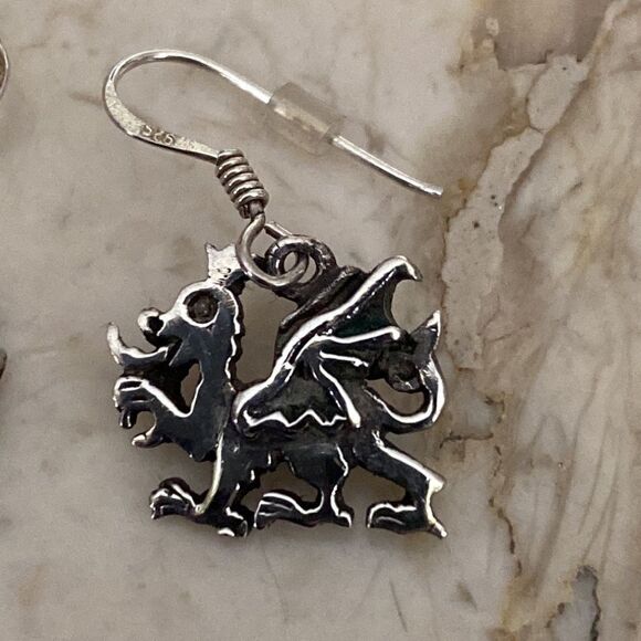 925 Sterling Silver Dragon Drop Earrings - Picture 3 of 6